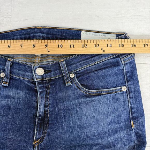 rag & bone Stiletto Boot Cut Jeans Women 31 Low Rise Bishop Blue Medium Wash Y2K - Picture 12 of 16